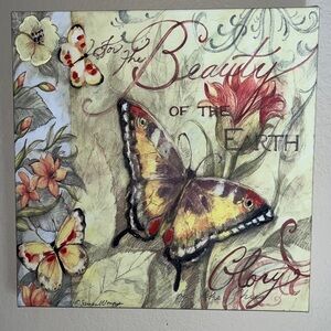 Butterfly Floral Wall Art - Yellow and Red Home Decor